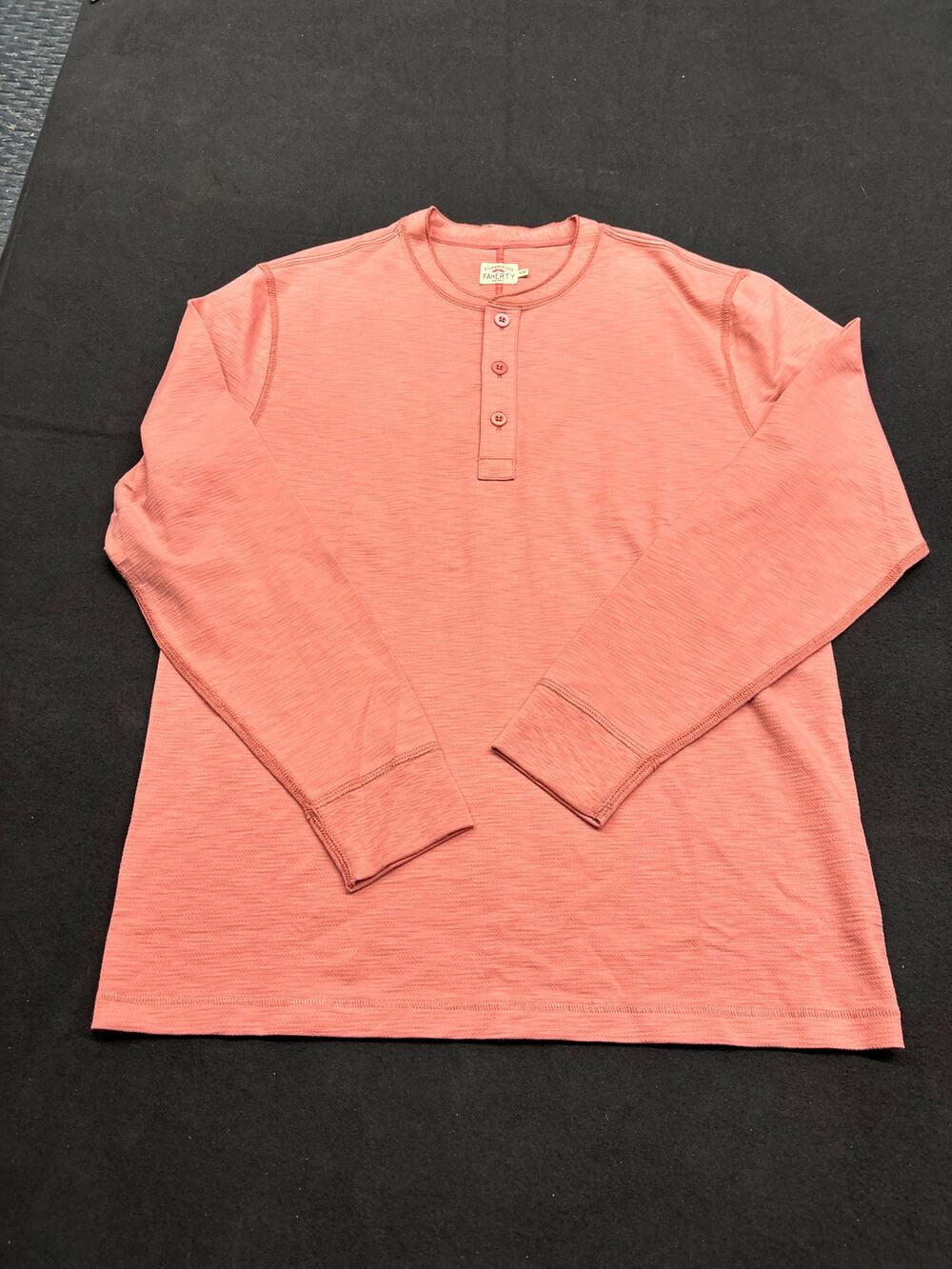 Faherty Henley Thermal Coral Rose Men's M NWOT